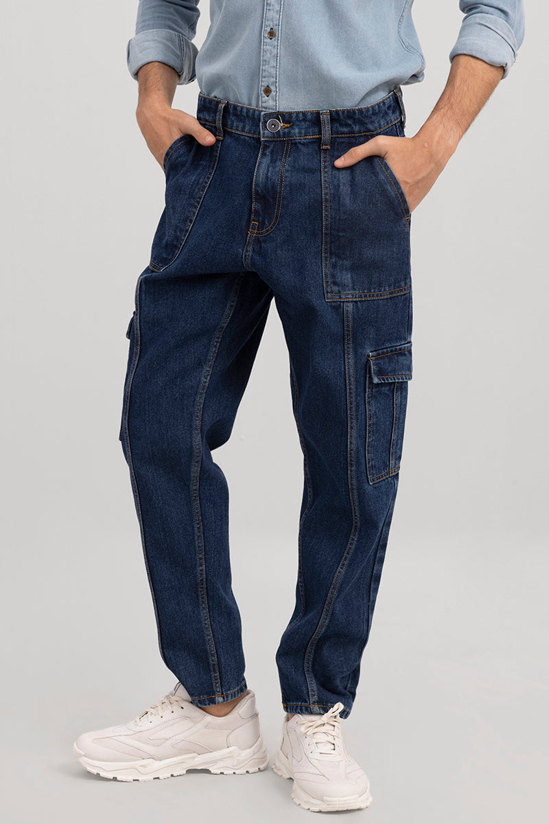 Buy Men's Hip Hop Blue Baggy Cargo Jeans Online