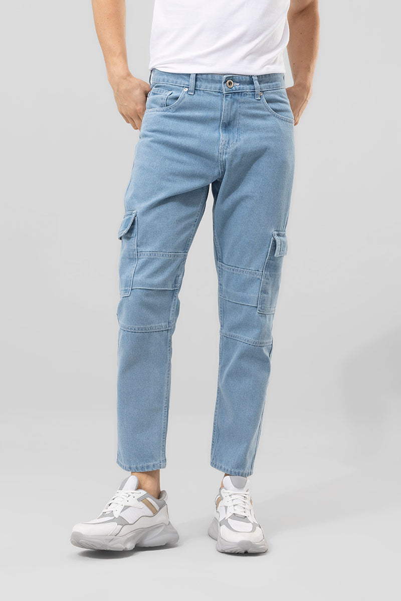Buy Men's Buzzer Sky Blue Cargo Baggy Jeans Online