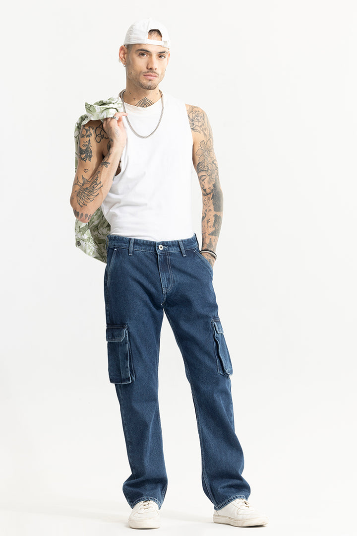 Stagger Blue Straight Fit Jeans