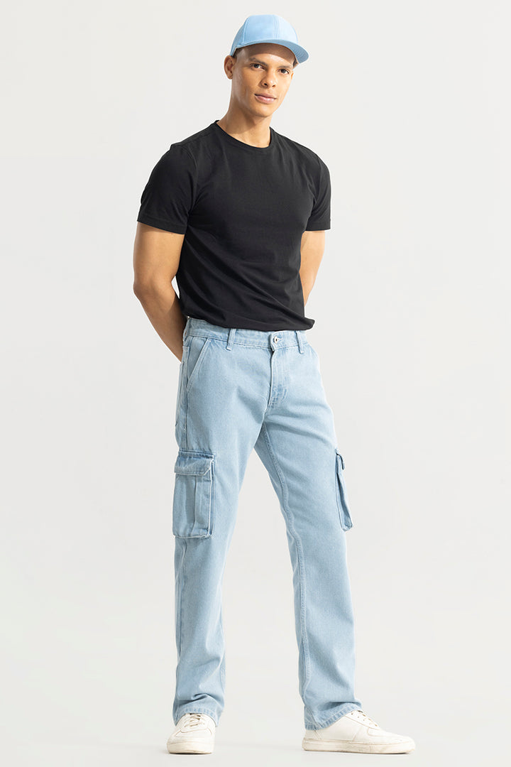 Stagger Sky Blue Straight Fit Jeans