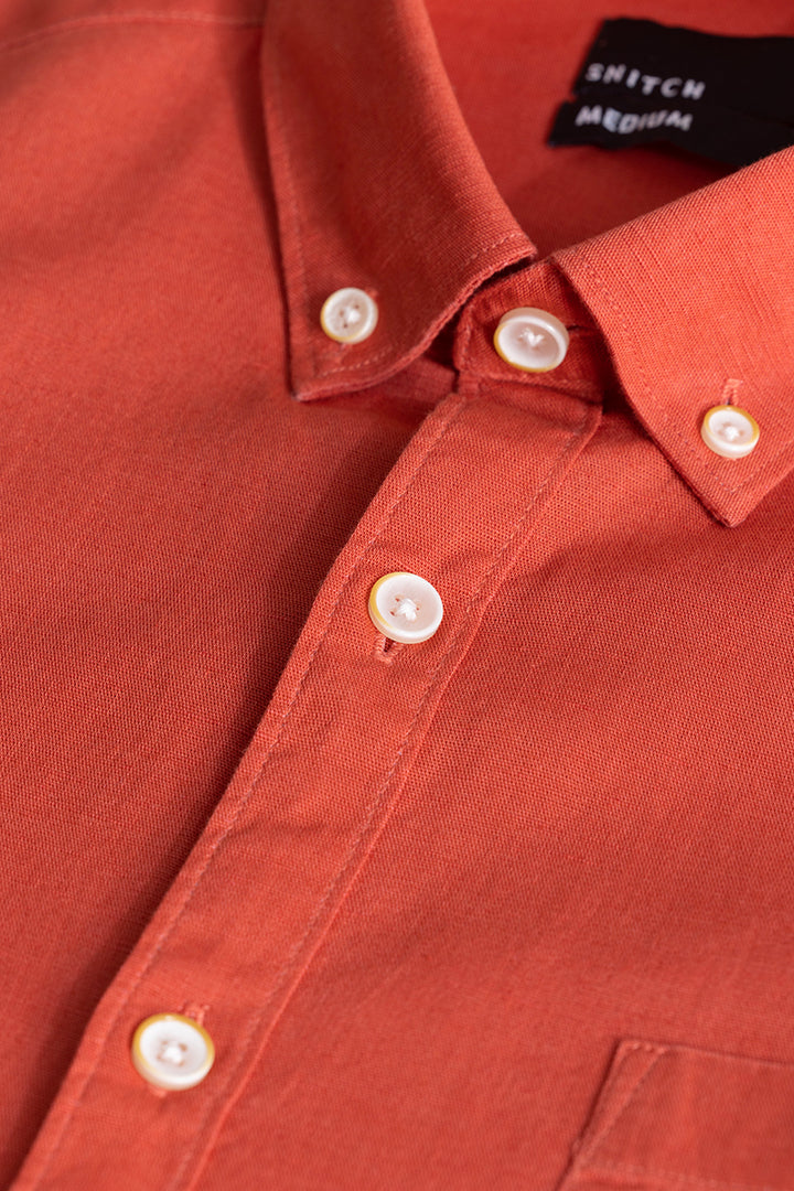 Trig Coral Red Linen Shirt