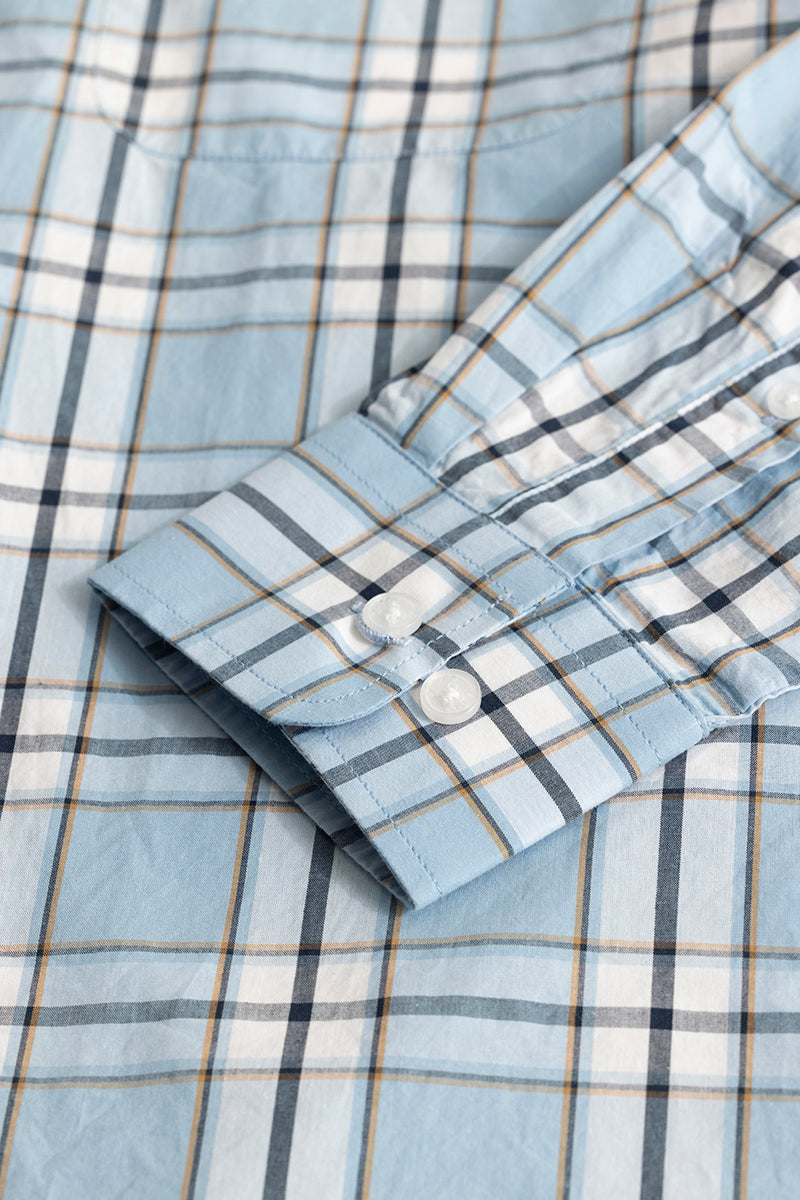 Parallel Grid Blue Checks Shirt