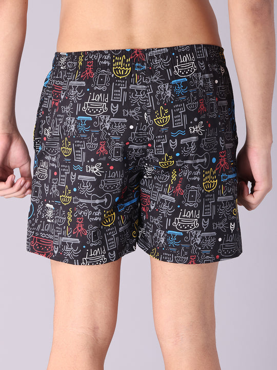 Buy Men's Abstract Black Boxer Online | SNITCH