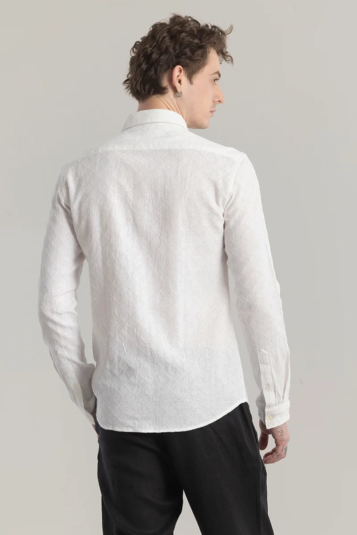 Quiltrend White Self Design Shirt