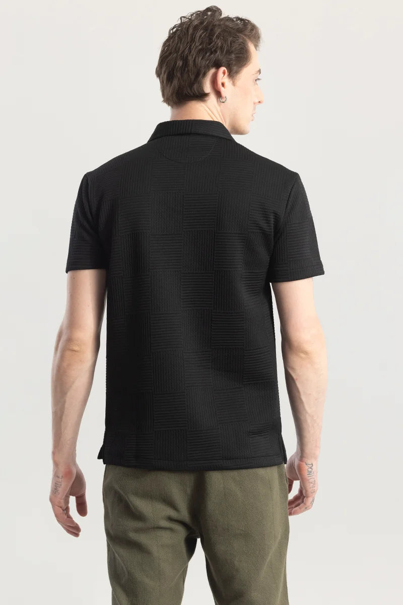 Quadrateeque Black Polo T-Shirt
