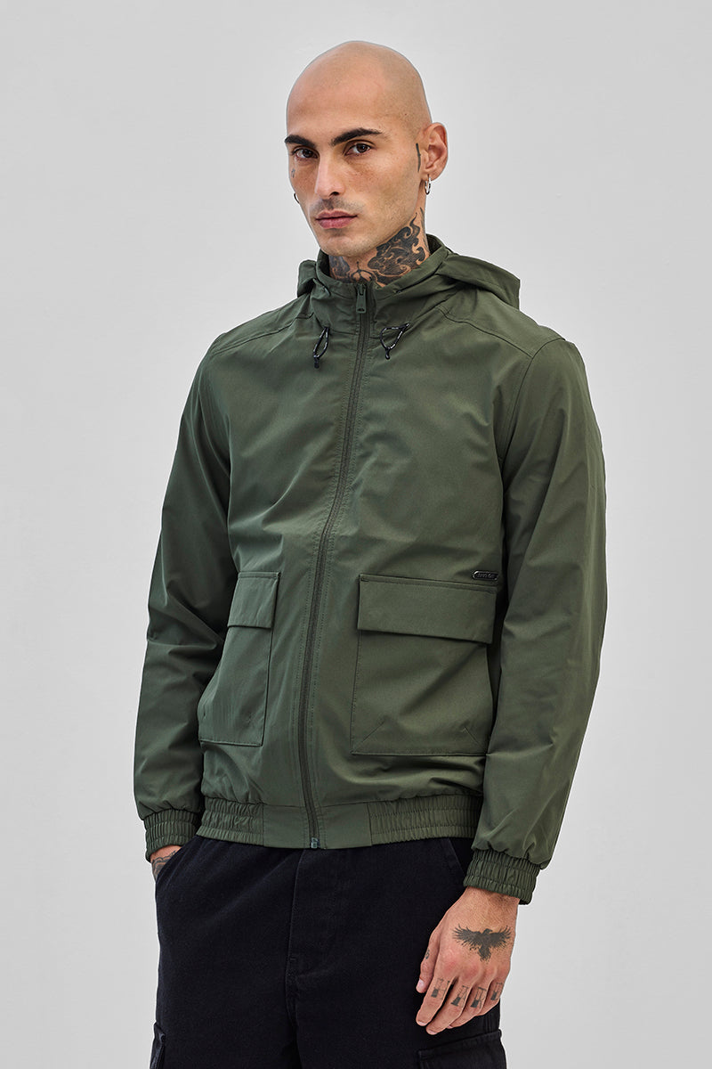 Olive Detachable Hood Jacket