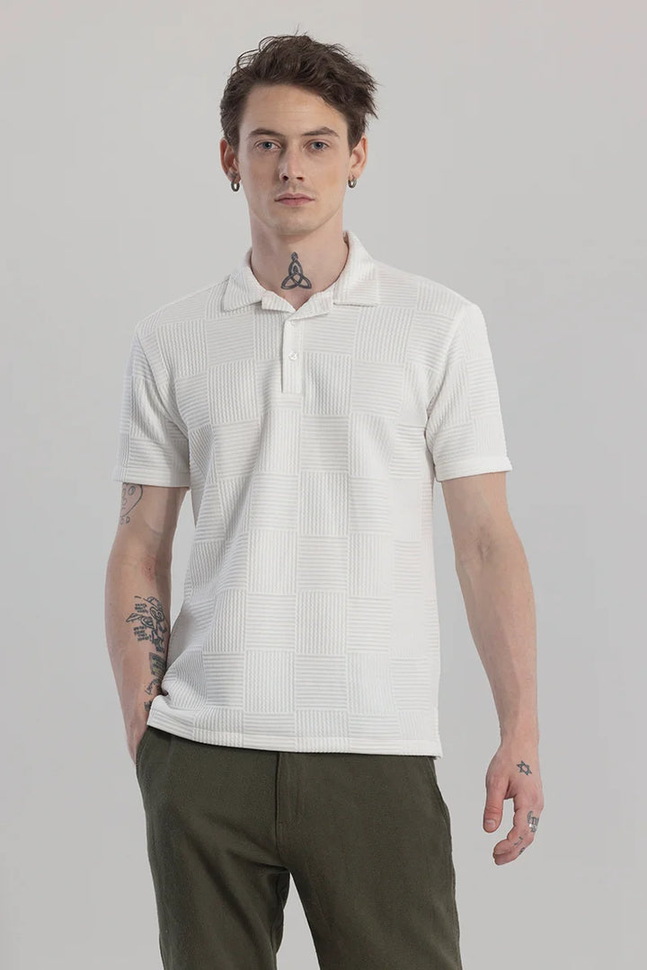 Quadrateeque White Polo T-Shirt