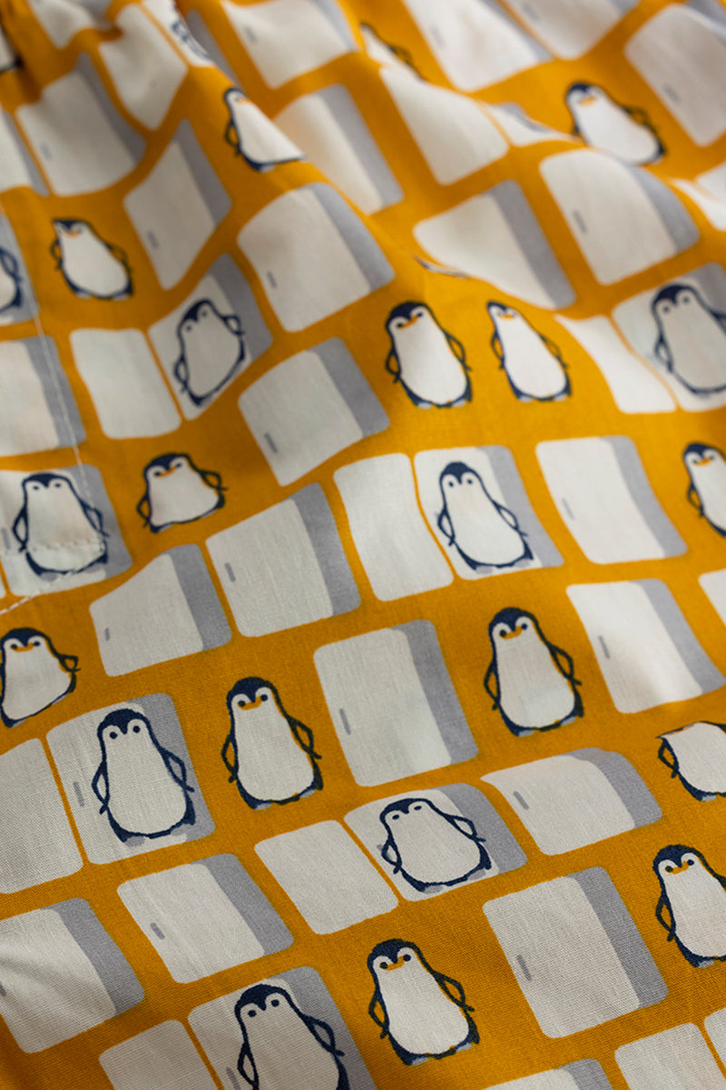 Penguin Box Print Yellow Boxer