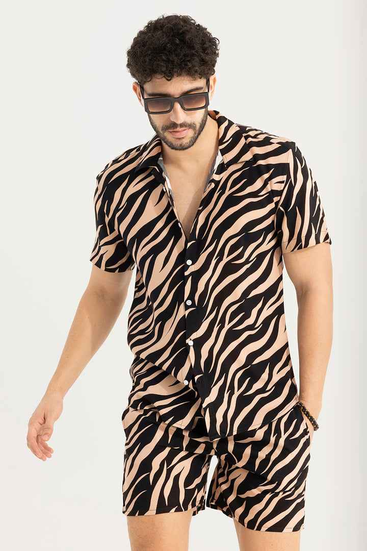 Buy Men's Zebra Line Black Co-Ords Online | SNITCH