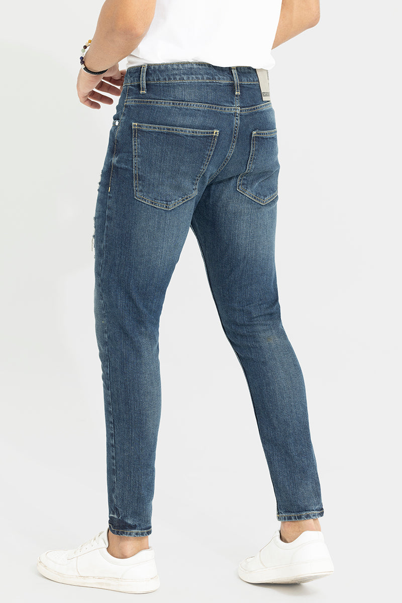 Buy Men's Rigze Grunge Blue Skinny Jeans Online | SNITCH