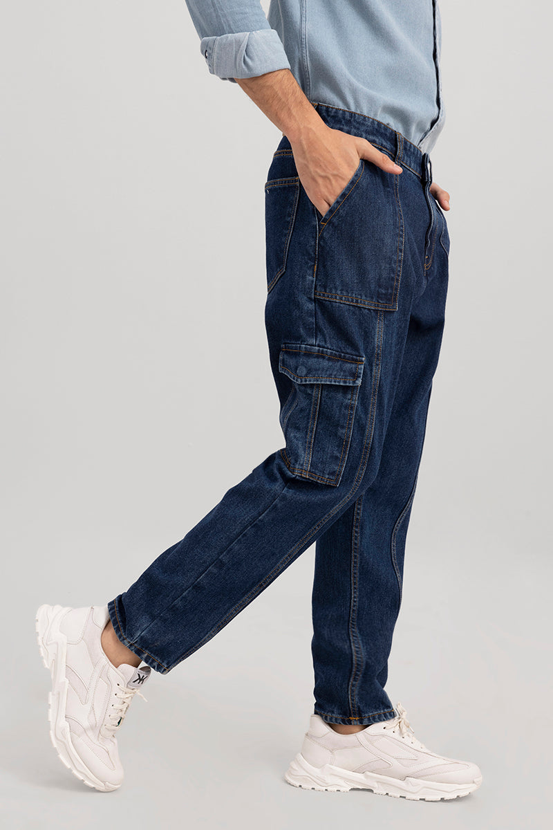 Hip Hop Blue Baggy Cargo Jeans