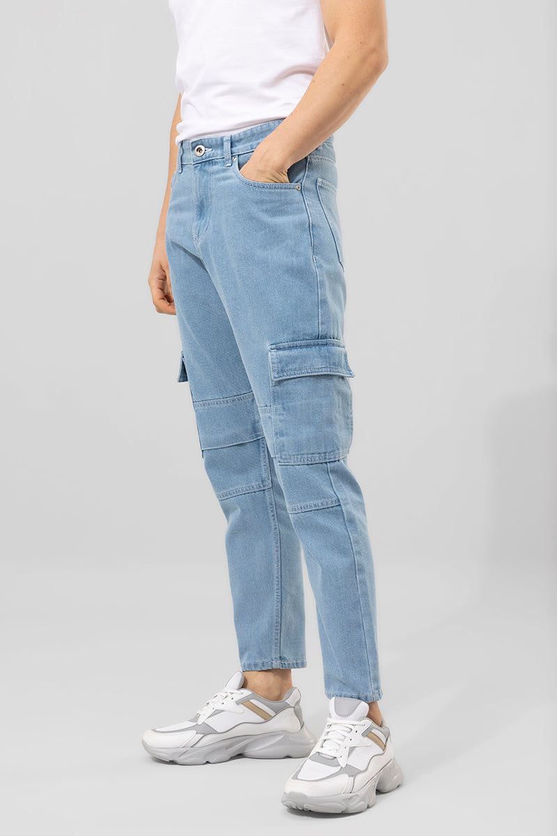 Buzzer Sky Blue Cargo Baggy Jeans