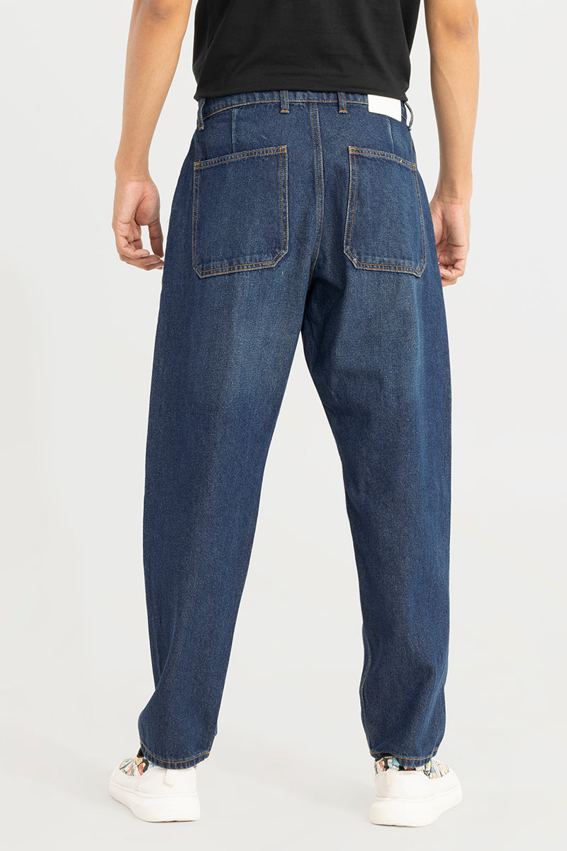 Buy Men's Zappy Blue Basic Baggy Jeans Online | SNITCH