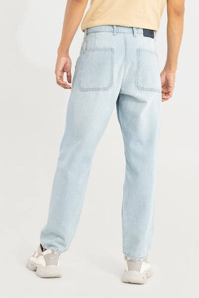 Buy Men's Zappy Sky Blue Basic Baggy Jeans Online | SNITCH