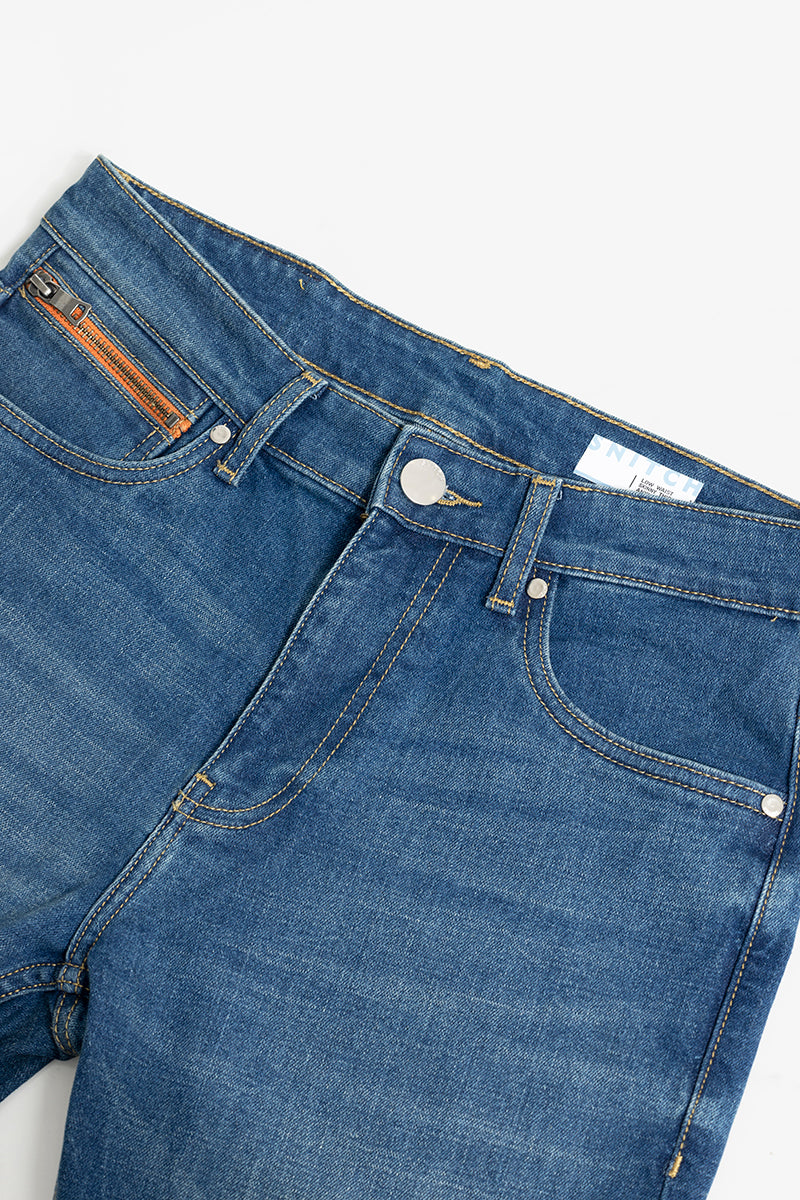 Zipper Pocket Sky Blue Skinny Jeans