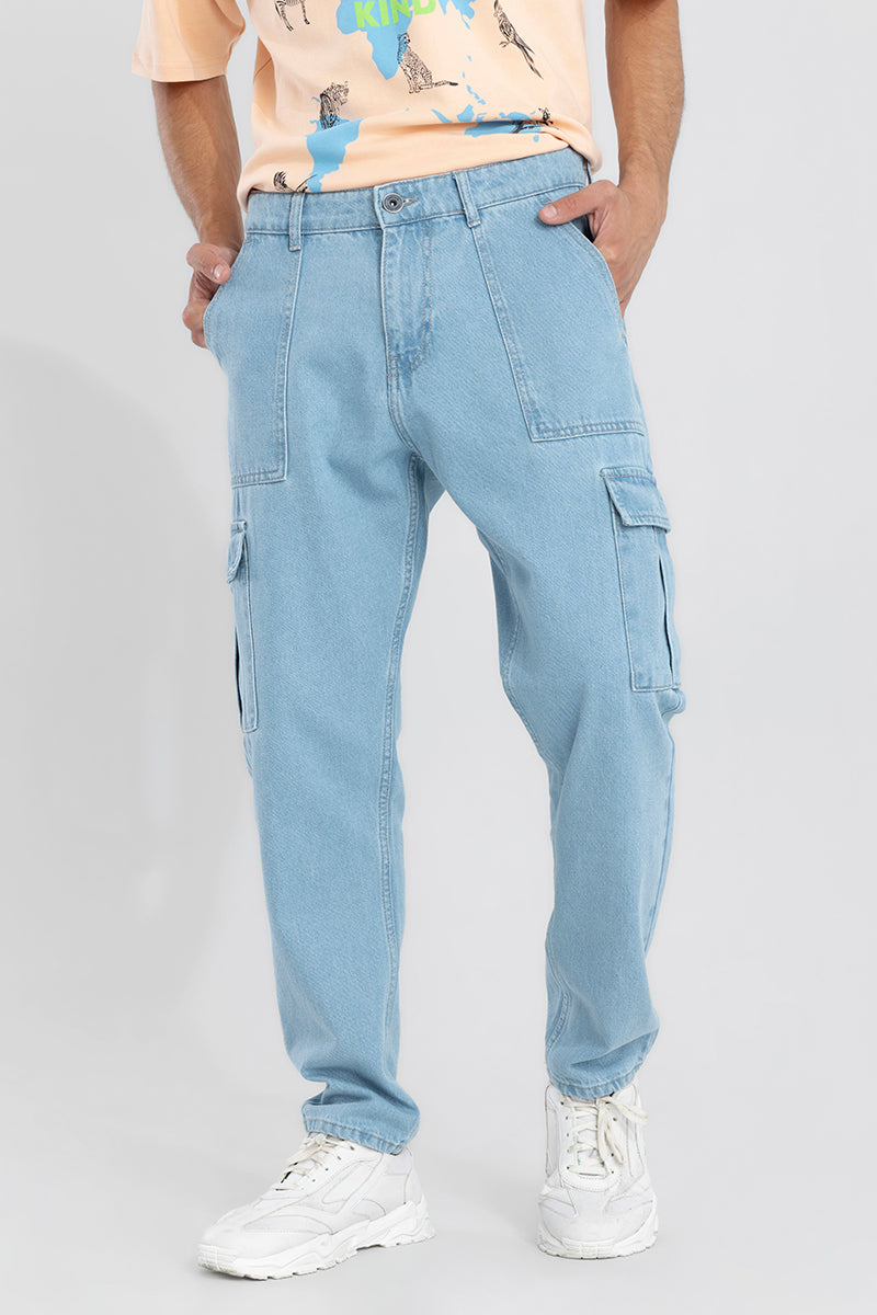 Buy Men's Dawn Sky Blue Baggy Fit Jeans Online | SNITCH