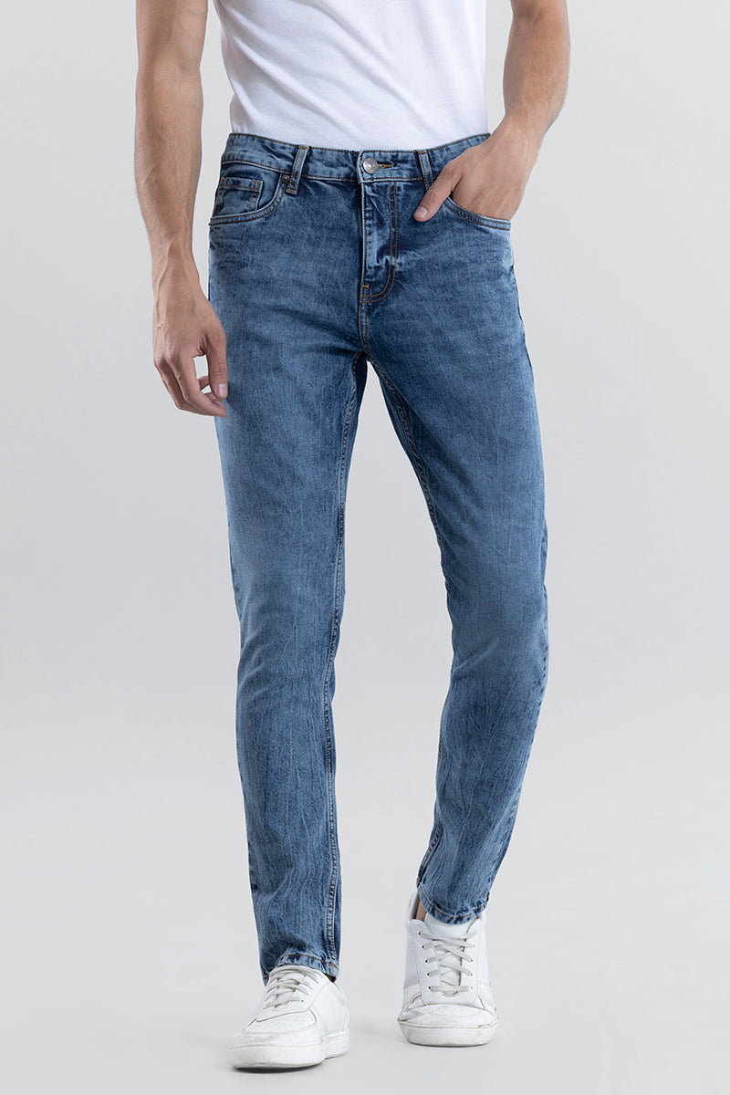 Buy Men's Wispy Pebble Blue Slim Fit Jeans Online | SNITCH