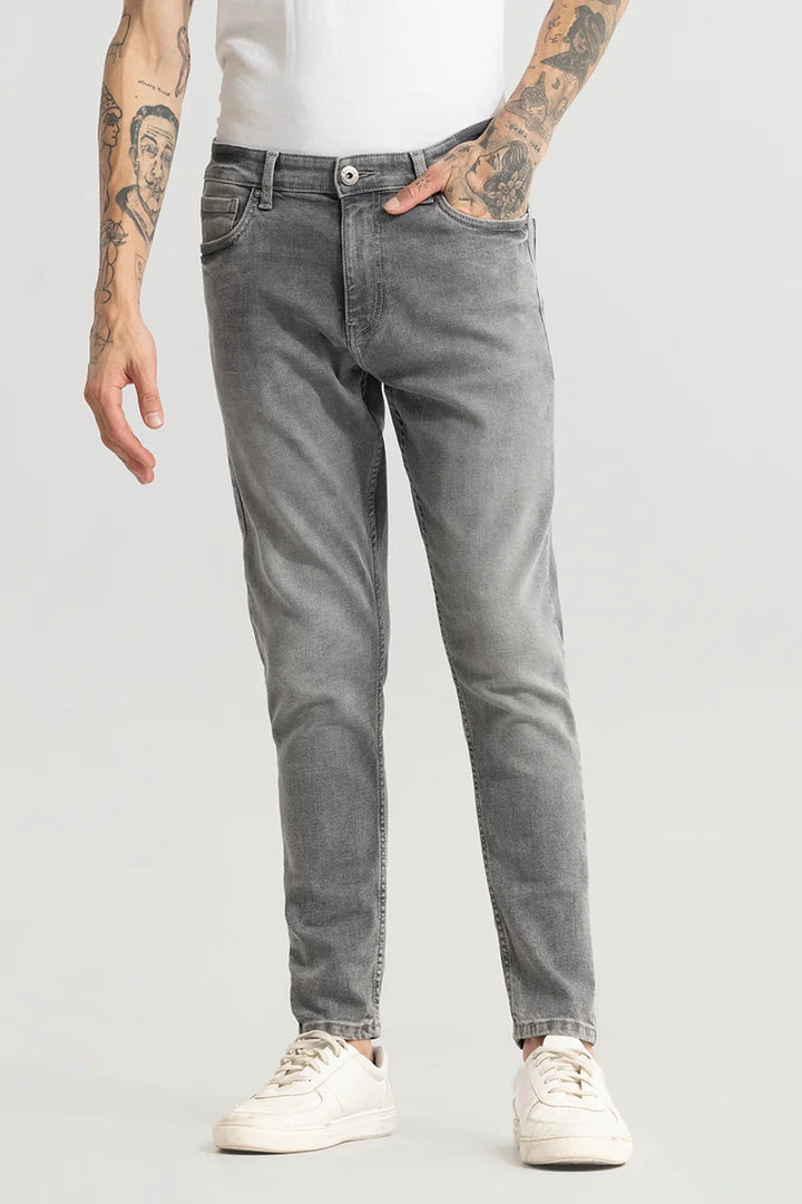 Buy Men's Ashen Washed Grey Skinny Jeans Online | SNITCH
