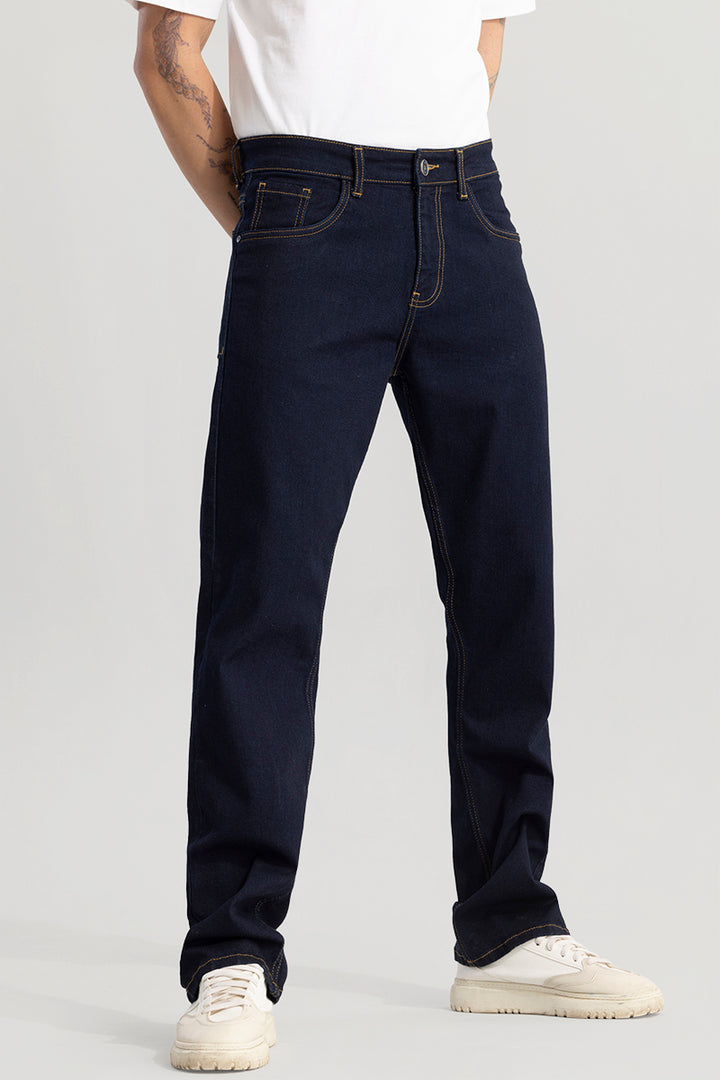 Vintage Revival Navy Blue Straight Fit Jeans