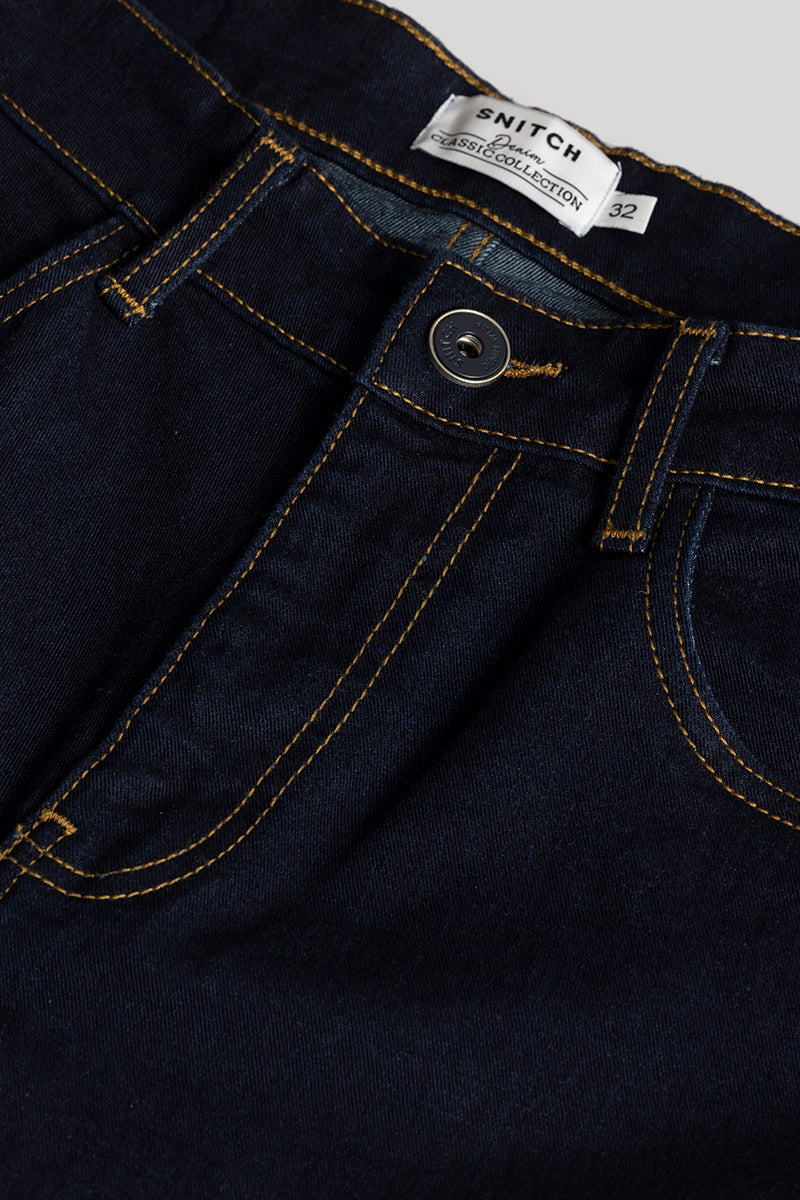 Vintage Revival Navy Blue Straight Fit Jeans