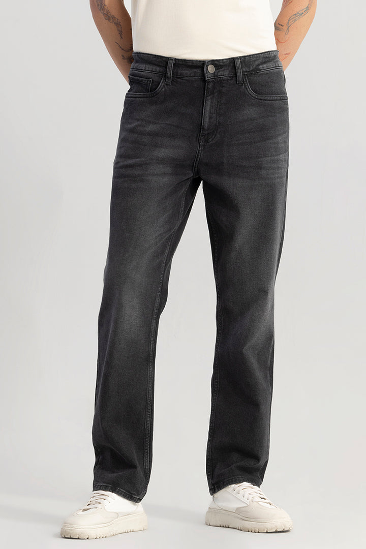 Swankie Wiskered Black Comfort Fit Jeans