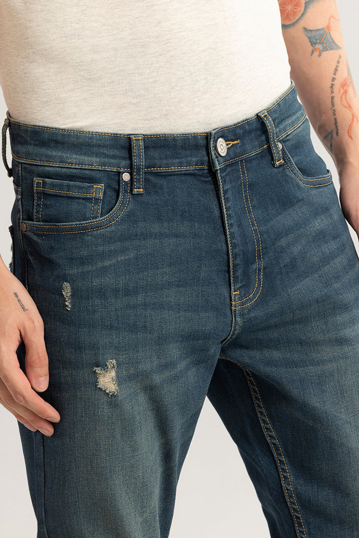Trendsetter Dark Blue Skinny Fit Distressed Jeans