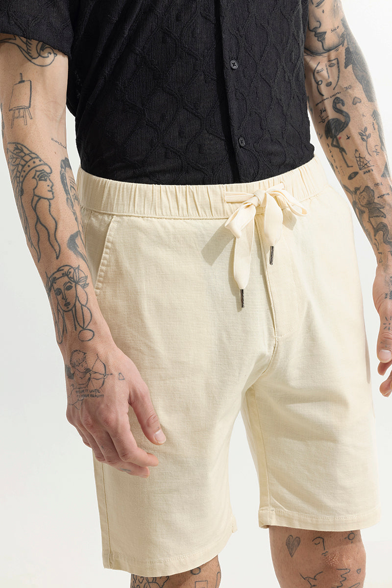 Buy Men s Brocky Cream Linen Shorts Online SNITCH