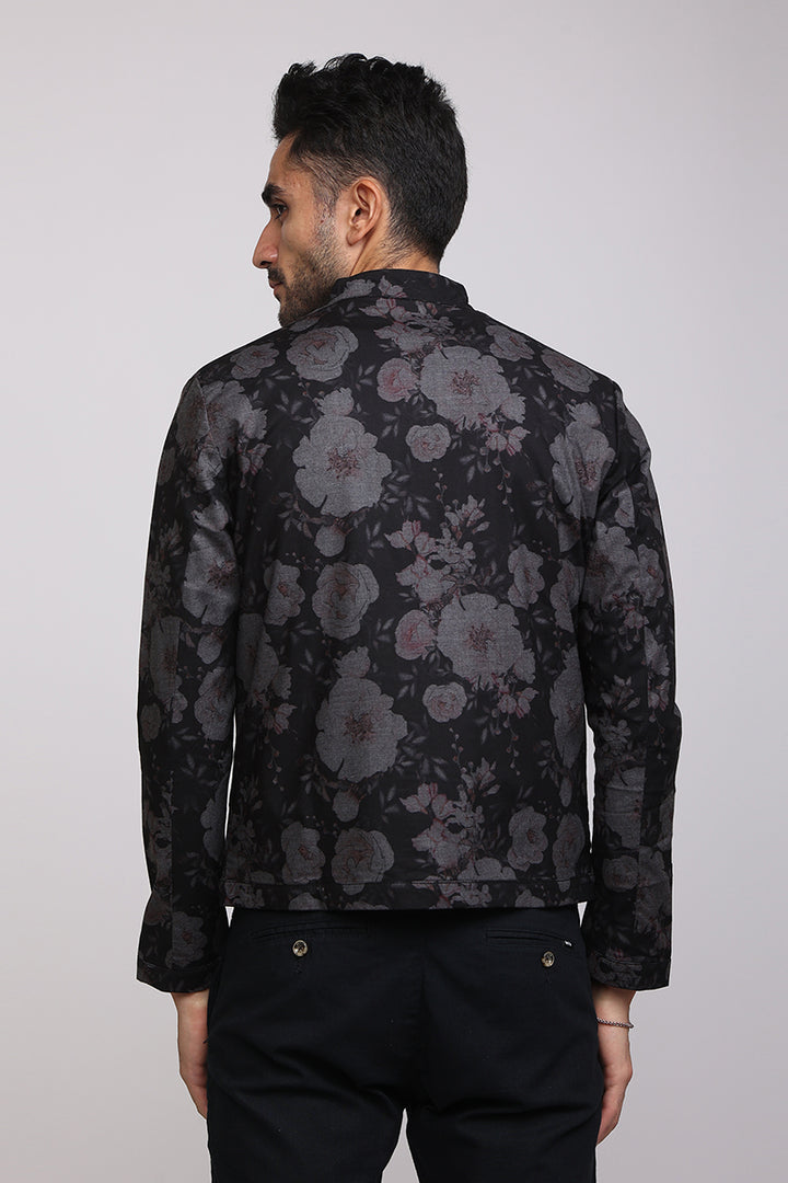 Midnight Floral Black Printed Jacket