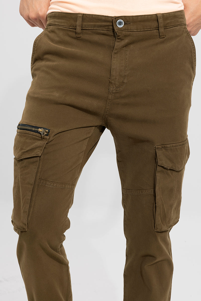 Buy Men's Rugger Brown Cargo Pant Online | SNITCH