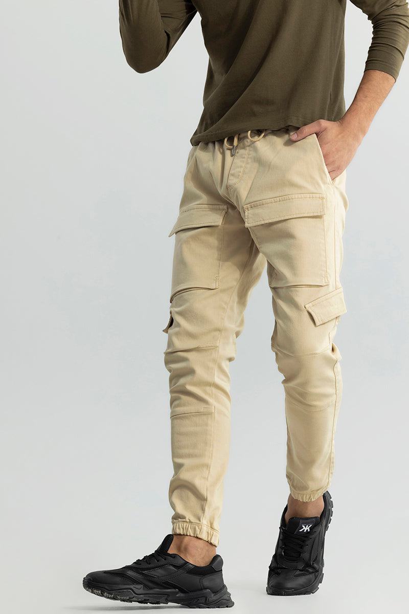 Buy Men's Combat Cream Soft Denim Cargo Pant Online