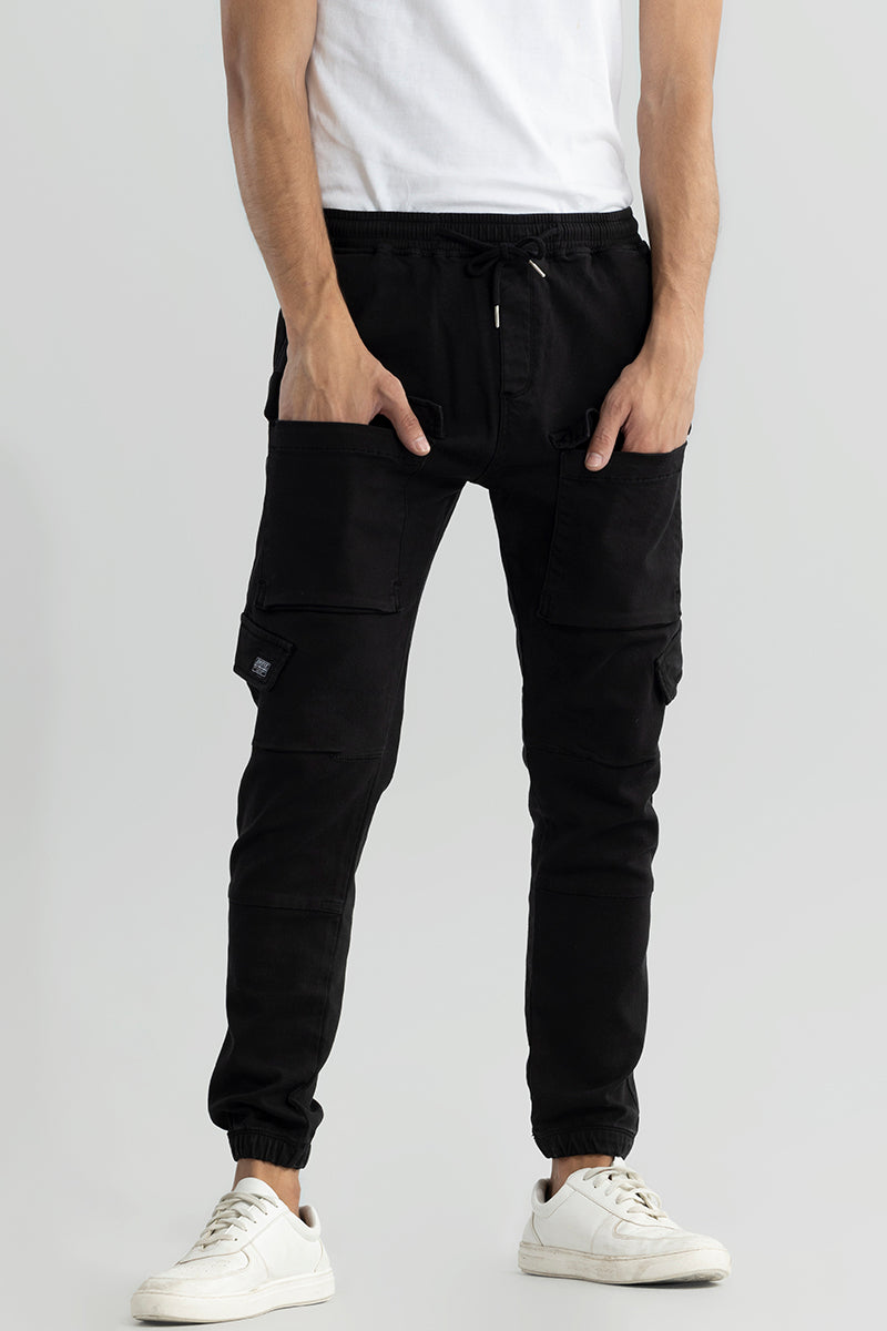 Buy THIRD QUADRANT Loose Fit Shade Black Multiple Pocket Premium Cargo  Denim Jeans for Men (28) at Amazon.in