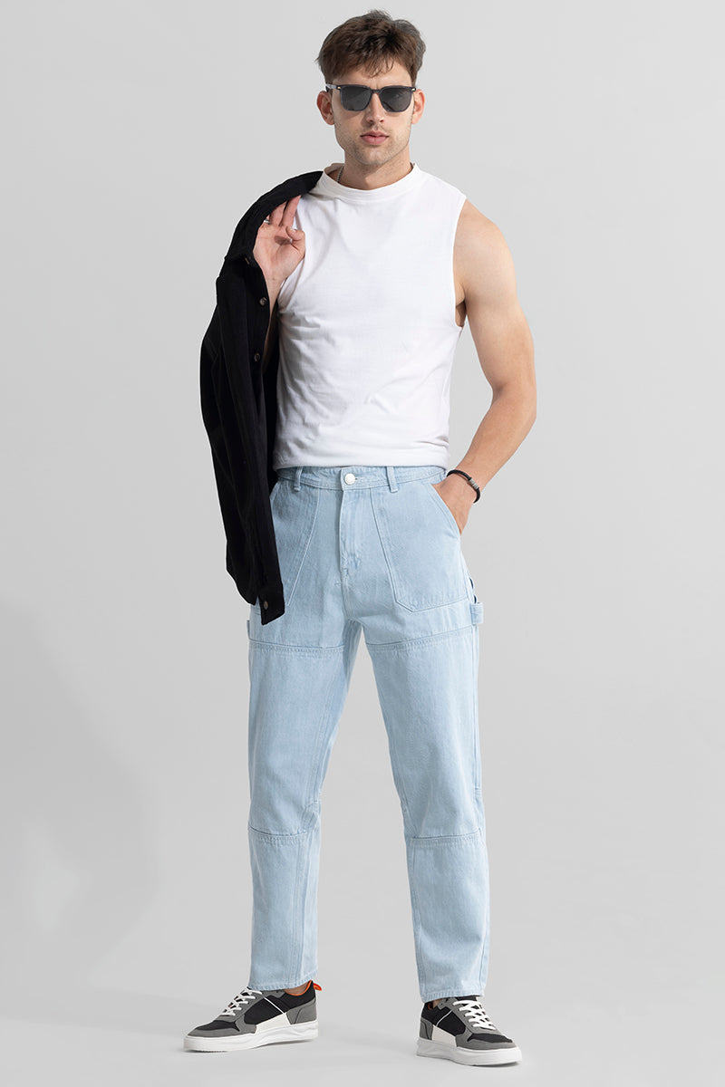 Zyaire Ice Blue Baggy Fit Jeans