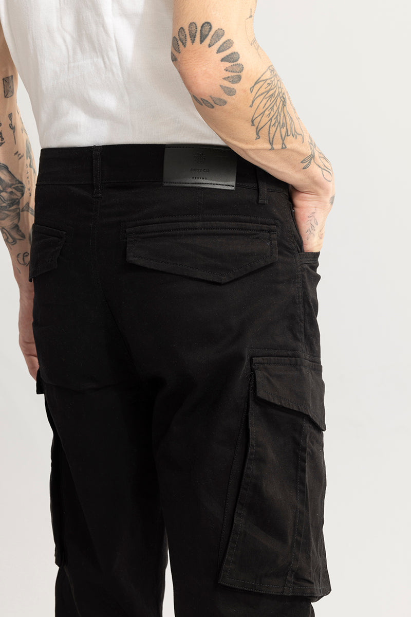 Buy Black Power Stretch Cargo Pants For Men Online In India