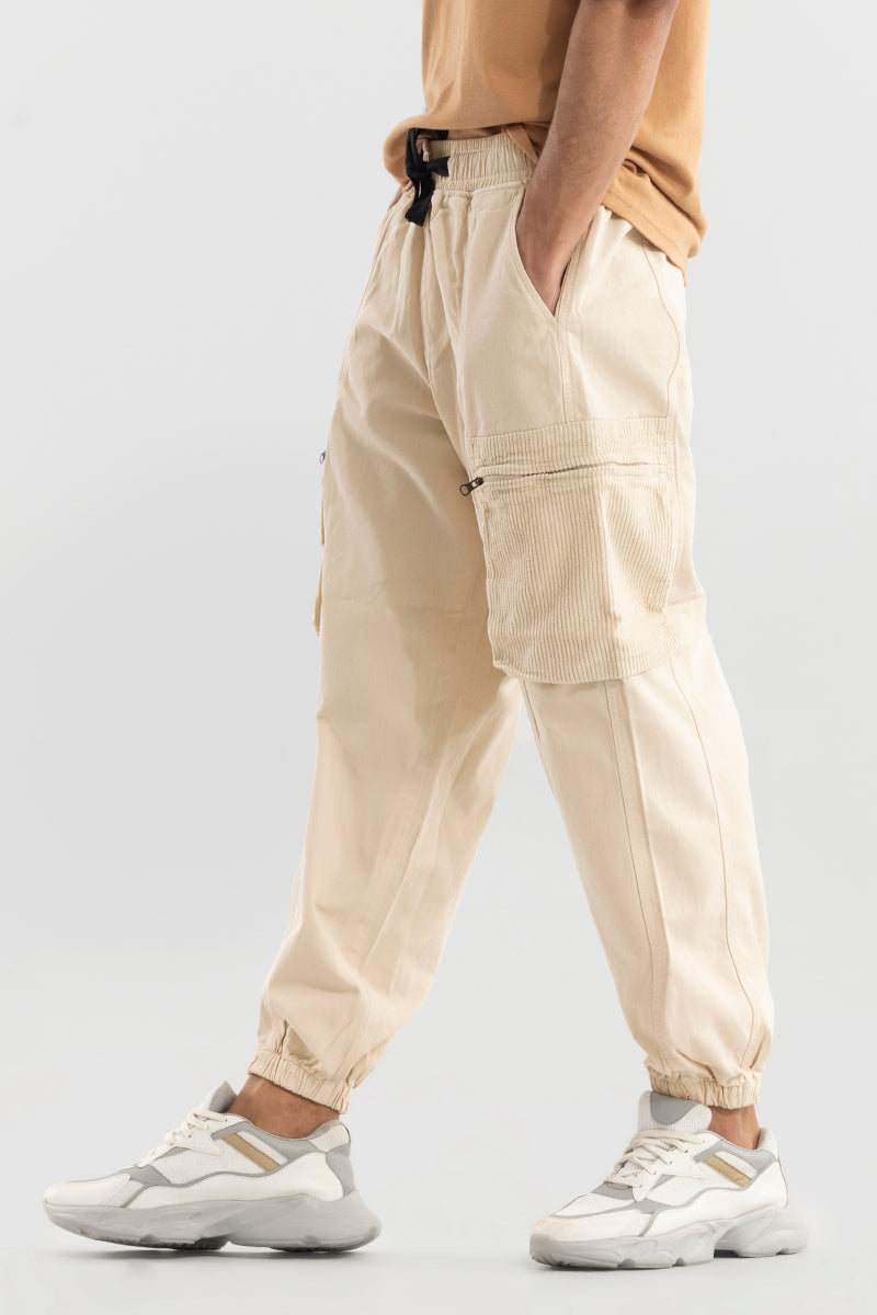 Faux Leather Cargo Pants Ecru - Southern Fashion Boutique Bliss