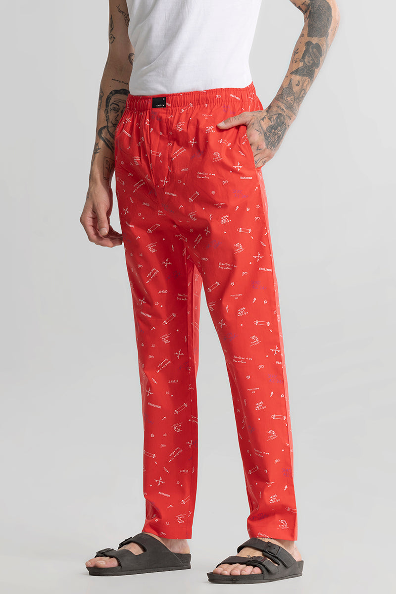 Buy Men's Skate All Day Red Pyjama Online