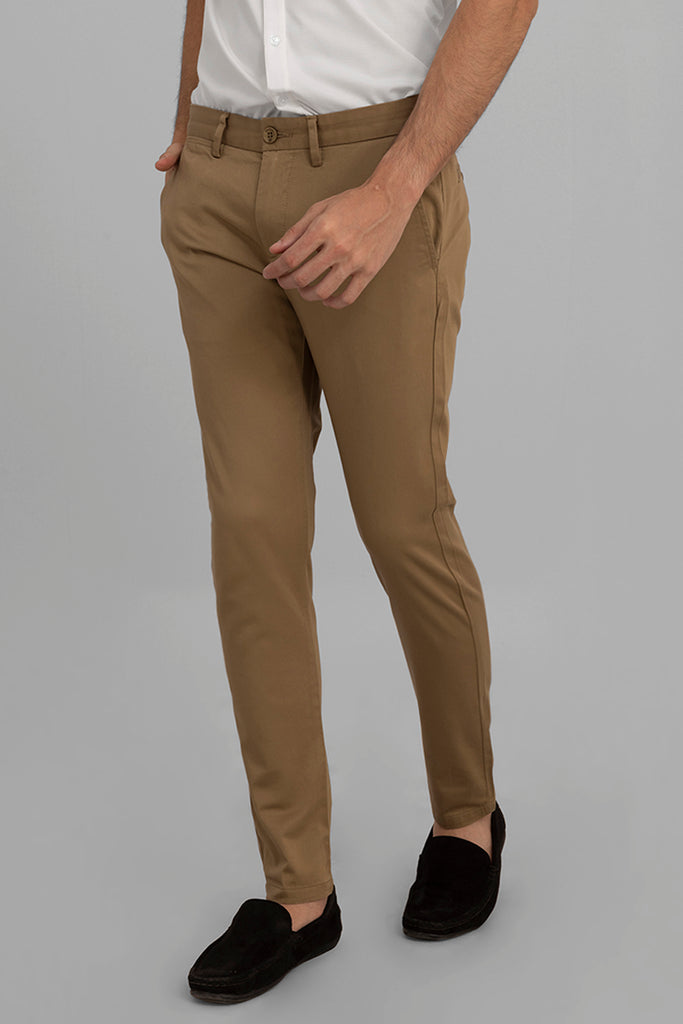 Buy Brown Mid Rise Semi-Tailored Chinos for Men Online at SELECTED HOMME|  278235801