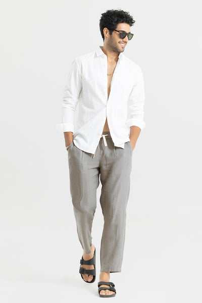 Buy Men's Ace Grey Linen Pant Online | SNITCH