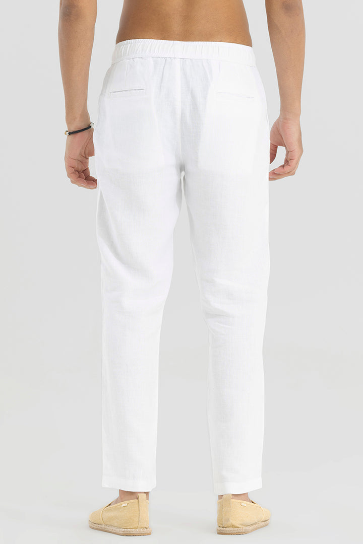 Buy Men's Ace White Linen Pant Online | SNITCH