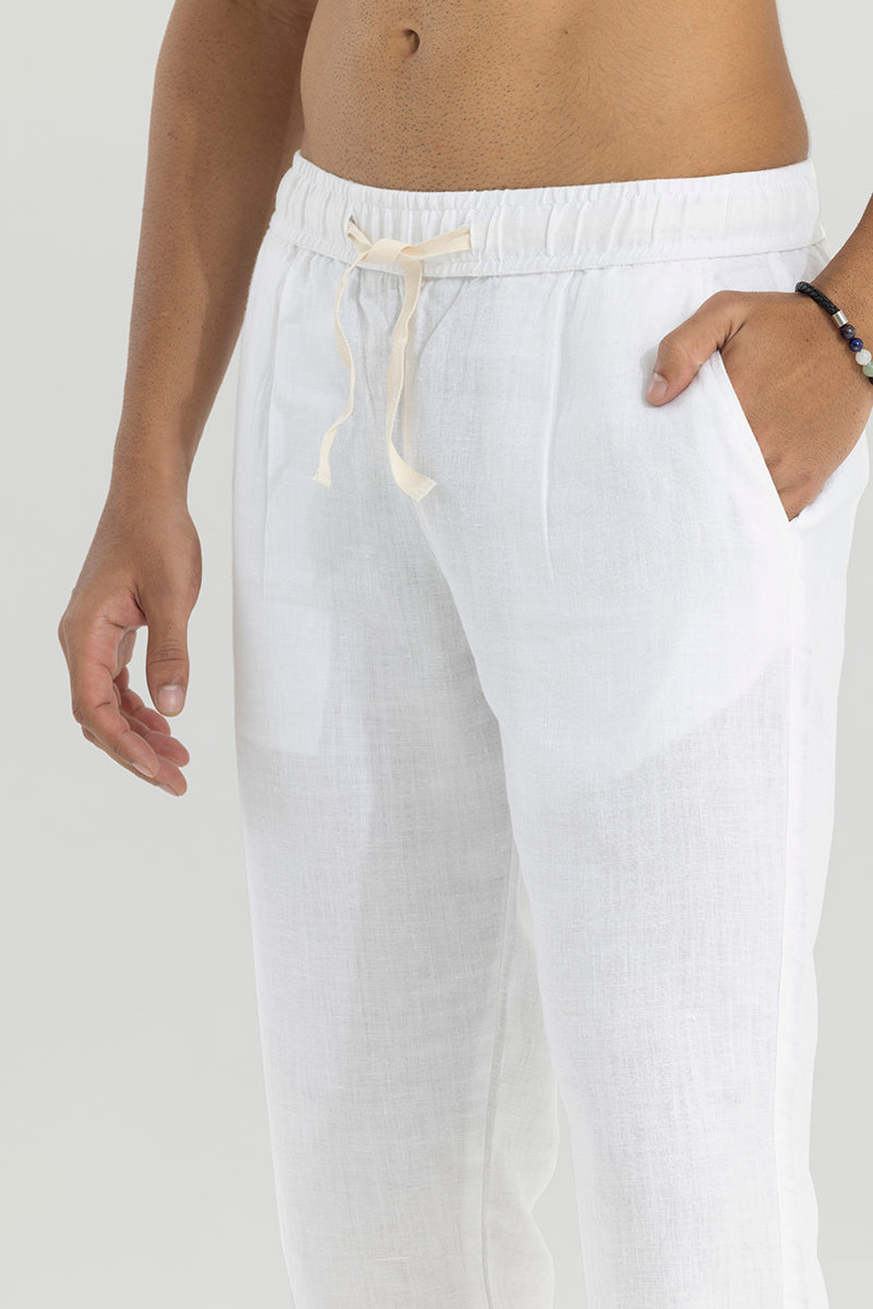 Buy Men's Ace White Linen Pant Online SNITCH