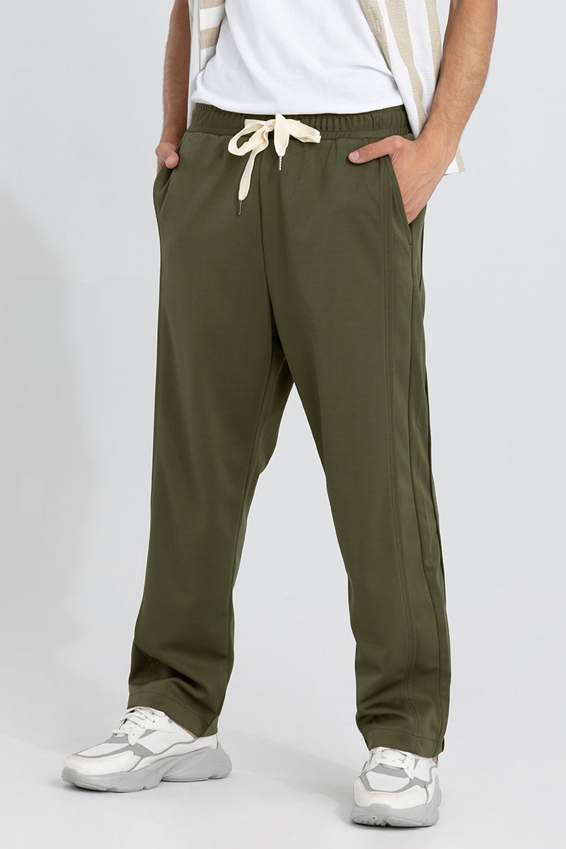Buy Men's Waffle Knit Olive Relaxed Fit Pant Online