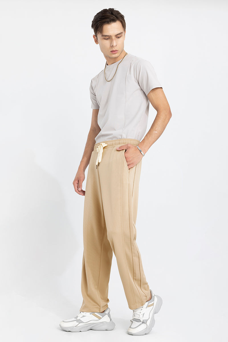 Buy Men's Waffle Knit Cream Relaxed Fit Pant Online