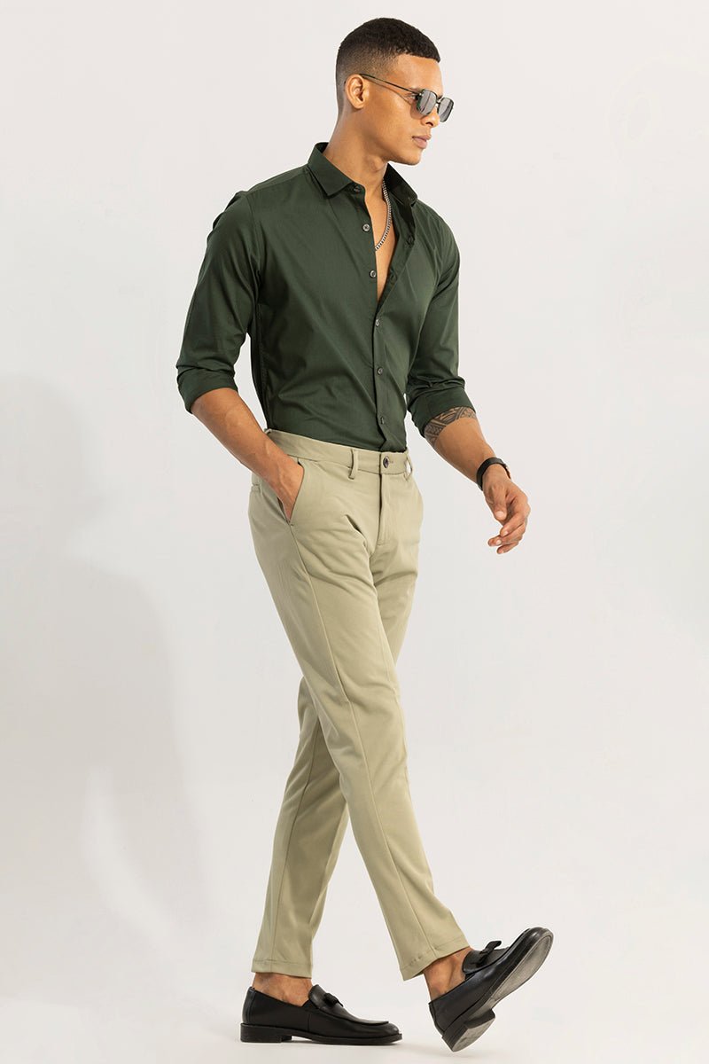 Buy The Souled Store Men Solids Pista Green Men Cotton Pants online