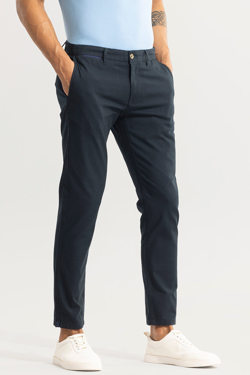 Buy Men's Stygian Navy Linen Pant Online | SNITCH