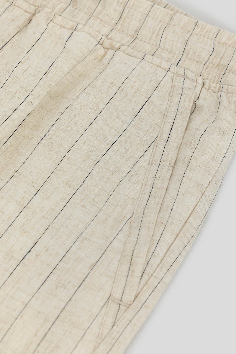 Aurabreeze Off-White Linen Pant