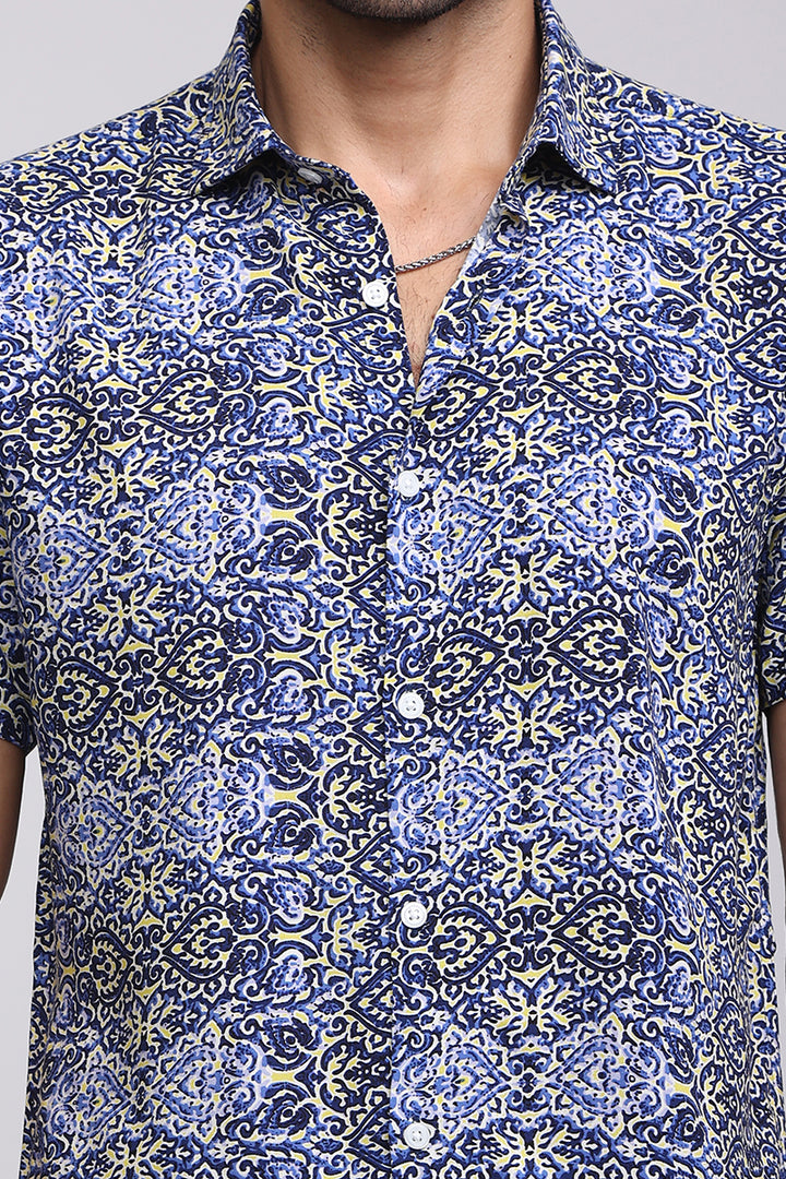 Batik Print Blue Shirt