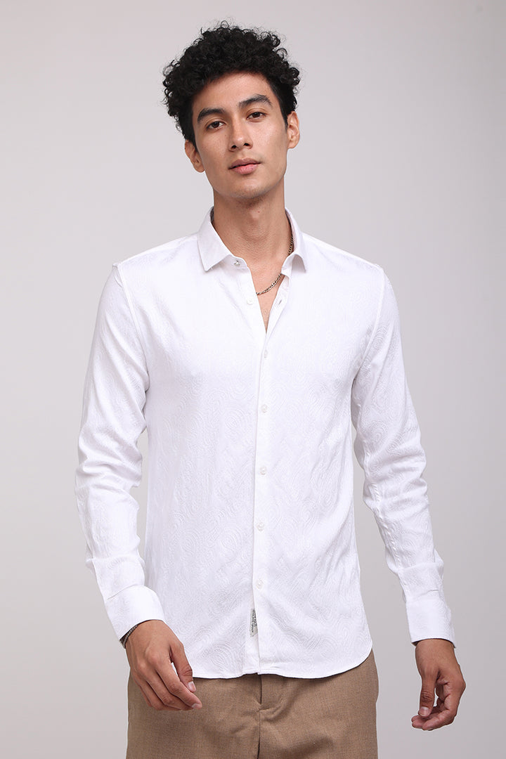 Modern Paisley White Jacquard Shirt