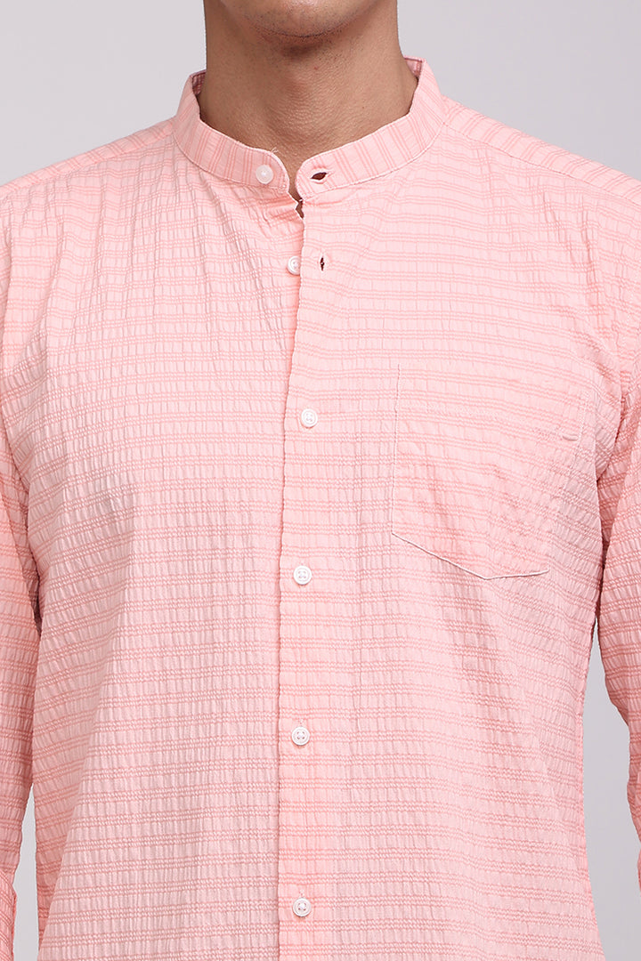 Textured Pink Seer Sucker Shirt