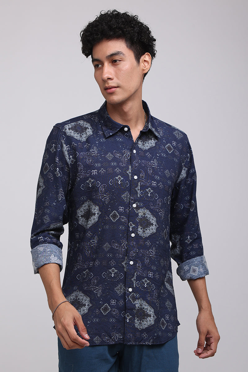 Lucas Blue Printed Shirt