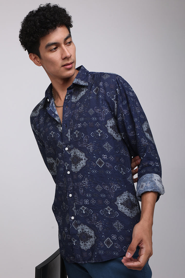 Lucas Blue Printed Shirt