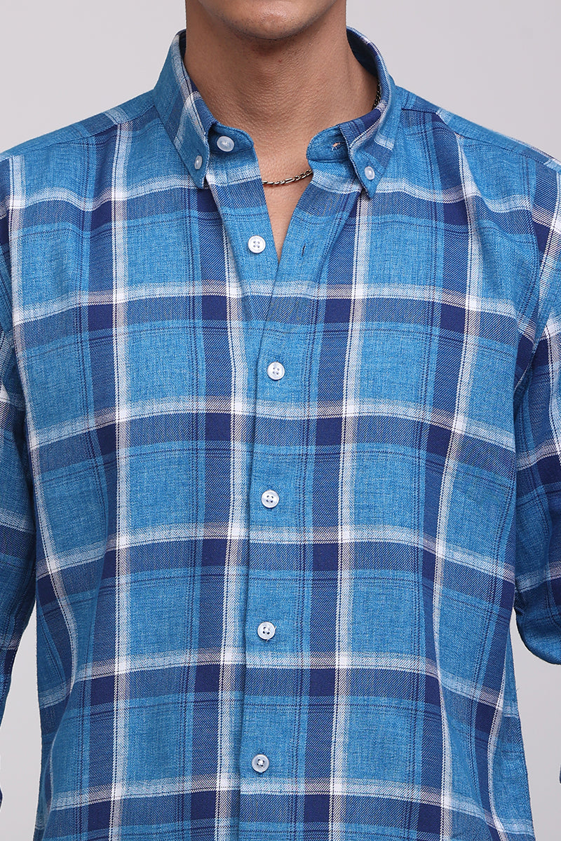Portrait Ocean Blue Checks Shirt